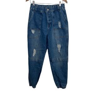 Mele E Pere Womens Distressed High Waist Jogger Jeans Size‎ Medium Vintage